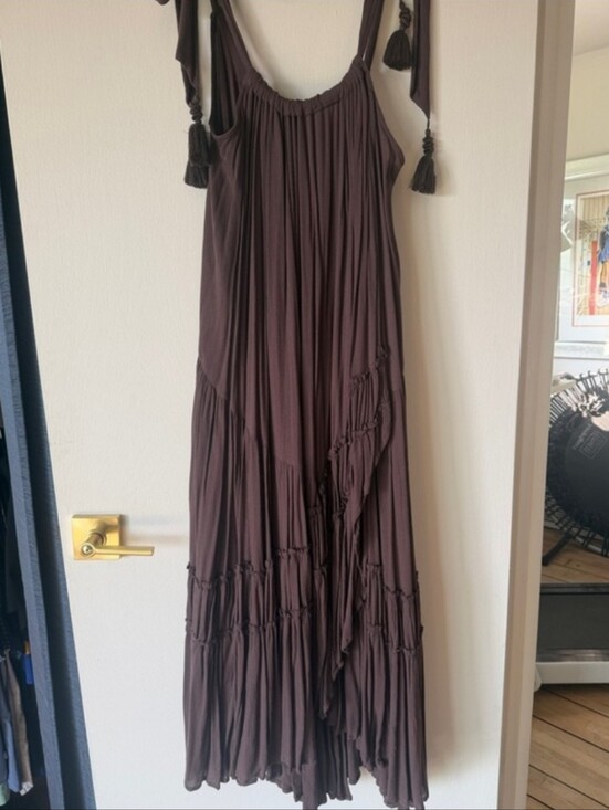 Free People Dresses & Skirts - Free People NWT Brown Maxi Dress with Tassel Shoulder Ties